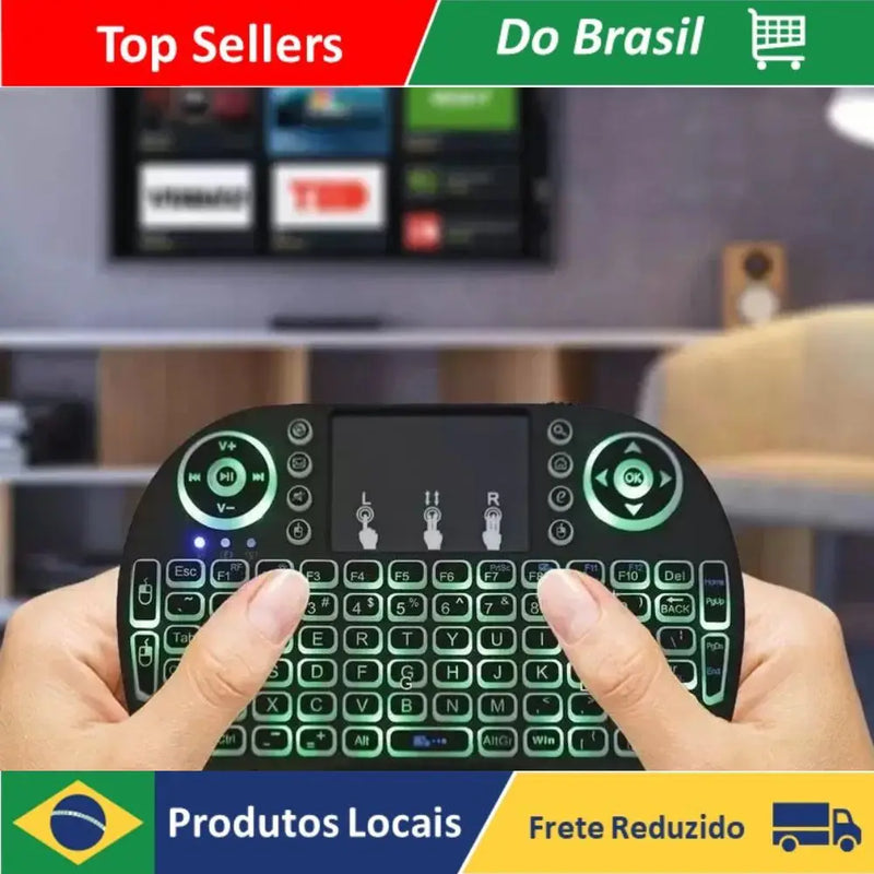 Mini Teclado Controle Sem Fio Para Smart Tv Tv Box Pc