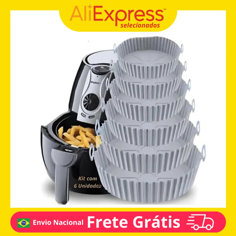 6 Kit AirFryer Air Fryer Round Silicone Protective Covers and Oven Electric Fryer Kitchen Practicality