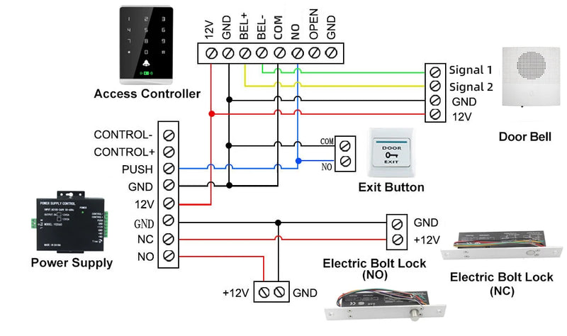 DC 12V Hotel Home Office Wired Doorbell Wire Access Control System Supporting Battery Door Bell Alarm 38 sound Bell with Wires