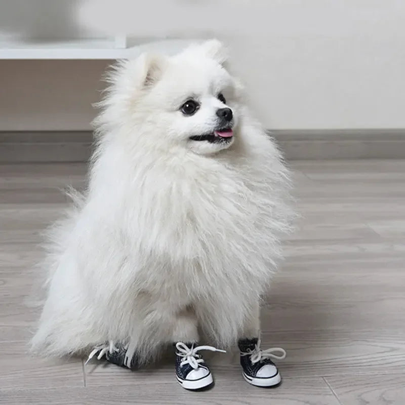 4 Pcs Anti-skidding Denim Canvas Dog Shoes Pet Shoes Waterproof Shoes Sneakers Breathable Booties For Dogs Socks Pet Supplies