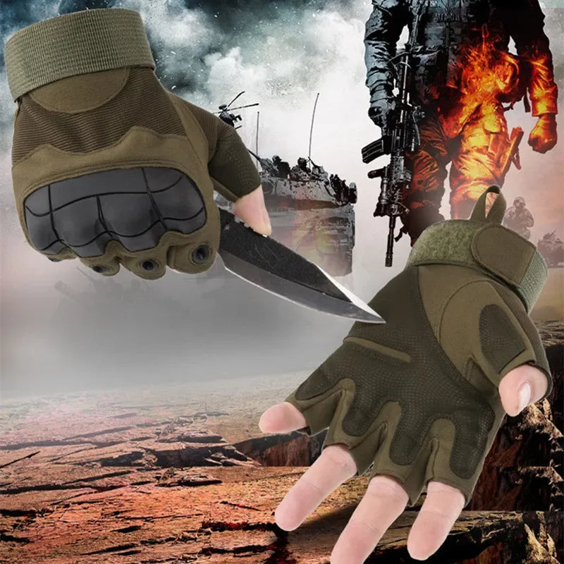 Fingerless Men's Gloves Hard Knuckle Combat Gloves Male Outdoor Shooting Hunting Paintball Motorcycle Gloves Bike Cycling Gloves