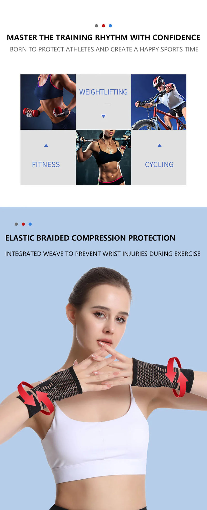 1Pcs Copper Fiber Bracer Wrist Elastic Sport Bandage Wristband Hand Gym Support Wrist Brace Wrap Tennis Fitness Powerlifting