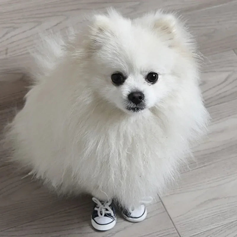 4 Pcs Anti-skidding Denim Canvas Dog Shoes Pet Shoes Waterproof Shoes Sneakers Breathable Booties For Dogs Socks Pet Supplies