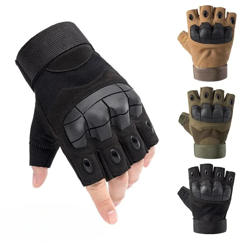 Fingerless Men's Gloves Hard Knuckle Combat Gloves Male Outdoor Shooting Hunting Paintball Motorcycle Gloves Bike Cycling Gloves