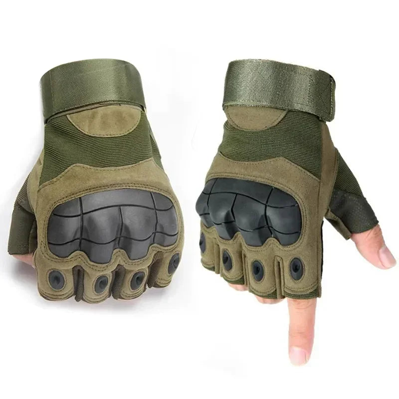 Fingerless Men's Gloves Hard Knuckle Combat Gloves Male Outdoor Shooting Hunting Paintball Motorcycle Gloves Bike Cycling Gloves