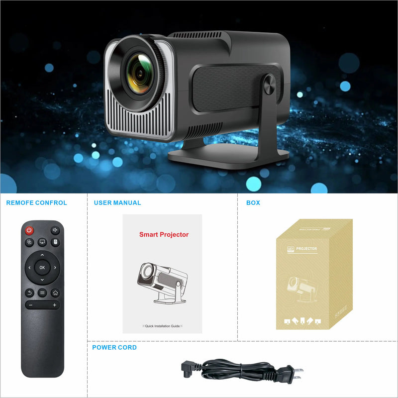 Salange HY320 Mini Projector Portable Support 1080P 4K 8K Video Wifi6 BT5 Native 720P Cinema Outdoor Android 11 Beam Projetor