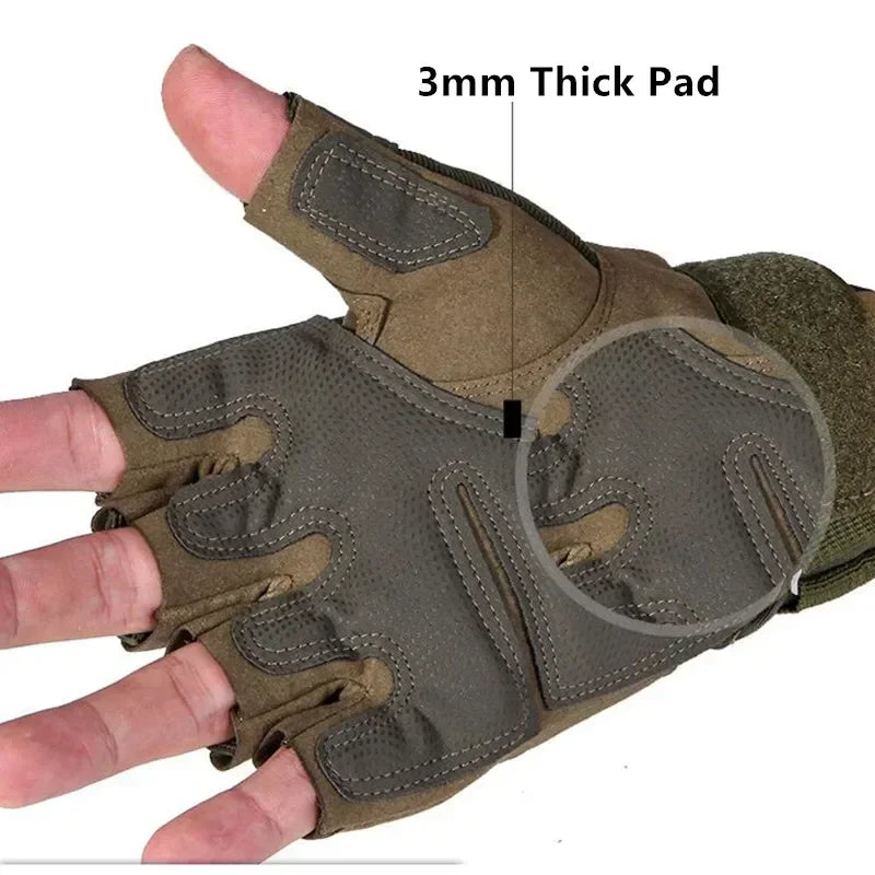 Fingerless Men's Gloves Hard Knuckle Combat Gloves Male Outdoor Shooting Hunting Paintball Motorcycle Gloves Bike Cycling Gloves